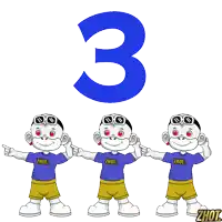 three monkeys wearing shirts that say ' ihot ' are standing in front of the number three