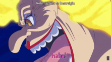 a cartoon of a woman with a long nose and the words nota lamina da destruicao above her mouth