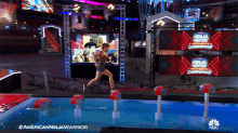 running american ninja warrior grab the rope obstacle course stunt