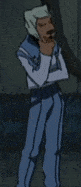 a cartoon of a man with a towel on his head