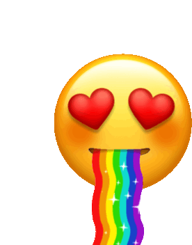 In Love Emoji Rainbow Sticker - In Love Emoji Rainbow Hearts Stickers