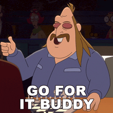 a cartoon character says go for it buddy while playing chess