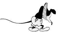 a black and white drawing of mickey mouse wearing a hat