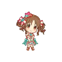 a little girl with a bow in her hair is wearing a dress and standing on a white background .