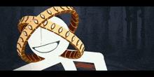 a cartoon character with a snake around his head with eyes on it