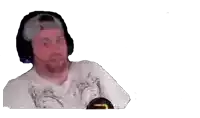 a man with a beard wearing headphones and a white shirt