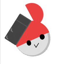 a cartoon drawing of a red and white circle with a face