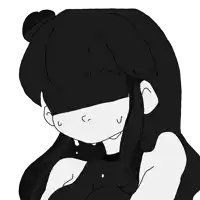 a black and white drawing of a girl with a bun