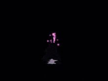 a cartoon drawing of a pink and blue pokemon with a black background