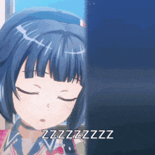 a girl is sleeping with her eyes closed and the word zzzzzz is visible in the corner
