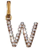 a gold letter w is surrounded by diamonds