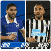 two soccer players one from bri and one from newcastle