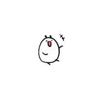 a cartoon drawing of a white egg with its mouth open and a red nose .