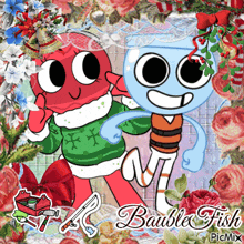 a picture of two cartoon characters and the words babble fish