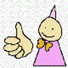 a pixel art of a person giving a thumbs up with a bunch of green leaves coming out of their head .