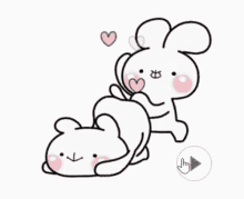 a black and white drawing of a rabbit laying on a bear .