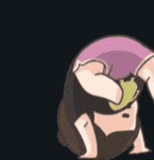 a cartoon drawing of a person doing a handstand on a black background .