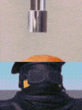 a close up of a person wearing a helmet