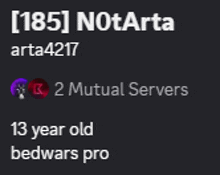 a screenshot of a person 's profile that says " 185 notarta "