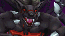 a computer generated image of a monster with horns and sharp teeth