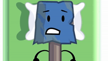 a cartoon character with a blue towel on its head