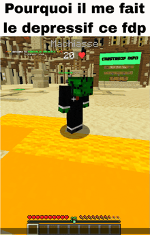 a screenshot of a video game with the words pourquoi il me fait le depressifce fdp at the top