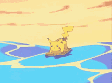 anime pikachu pokemon surfing water