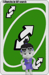 a gif of a girl dancing on a uno card