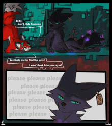 a drawing of a fox and a wolf with the word endy on the bottom right