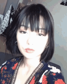 selfie girl bangs smile asian