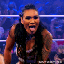 Tongue Out Leia Makoa GIF - Tongue Out Leia Makoa Wow Women Of Wrestling GIFs