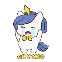 a cartoon of a unicorn crying with the word crying underneath it