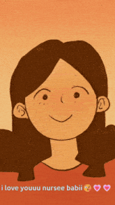 a cartoon of a woman with the words i love youuu nursee babii on the bottom