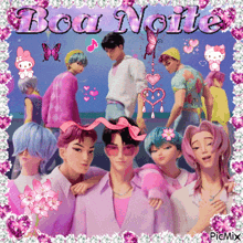 a group of people are posing for a picture with the words boa noite written above them
