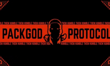 a sign that says packgod protocol with a man on it
