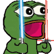 excited pepe sabers double saber