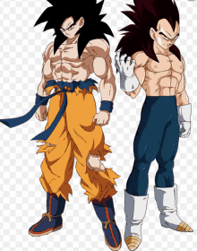 a drawing of goku and vegeta from dragon ball standing next to each other