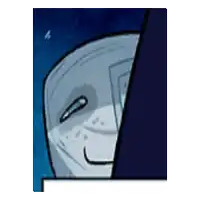 a cartoon drawing of a person 's face with a blue background .