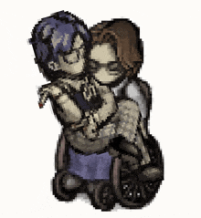 a pixel art drawing of a person in a wheelchair