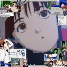 a computer screen with a collage of anime characters and the word lain
