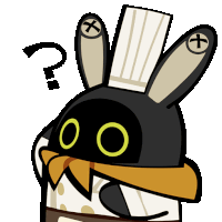 a cartoon character with a chef 's hat on has a question mark above his head