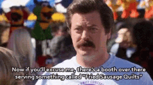 Ron Swanson Fried Sausage Quilts GIF