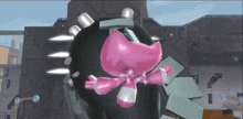 a cartoon drawing of a robot with a pink head