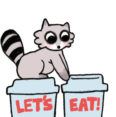 Racoon Says "Let'S Eat" In English. Sticker - Everyday Canadian Raccoon Lets Eat Stickers