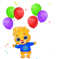 a cartoon character wearing a blue shirt with a crown on it