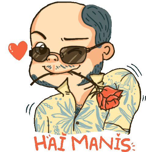Winking Uncle Says Hai Manis In Indonesian Sticker