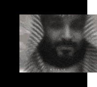 a black and white photo of a man with a beard and the name halcz on it