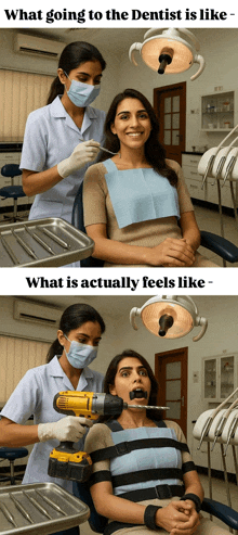 what going to the dentist is like and what is actually feels like are shown