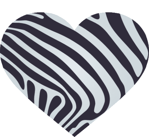 Zebra Print Heart Heart Sticker - Zebra Print Heart Heart Joypixels Stickers