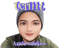a cartoon of a man wearing a beanie and a green shirt with the words " ucriiiit assalamualaikum "